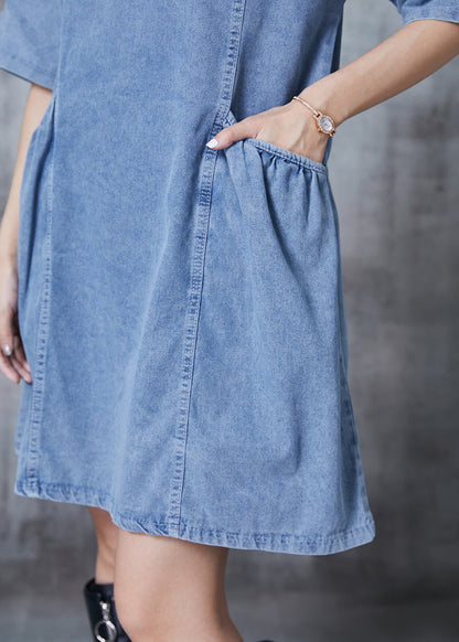 Fashion Light Blue Cartoon Denim Day Dress Summer