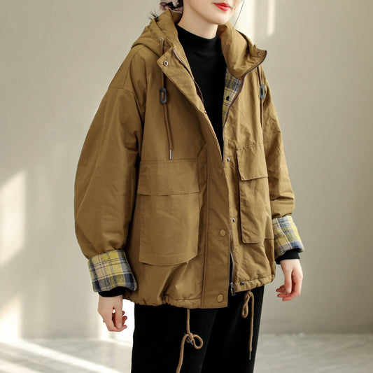 Women Loose Winter Thick Cotton Hooded Coat