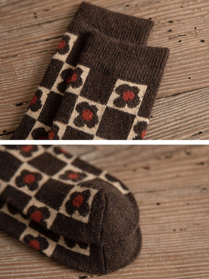 6 Pairs Women Winter Warm Mid Tube Thickened Wool Socks