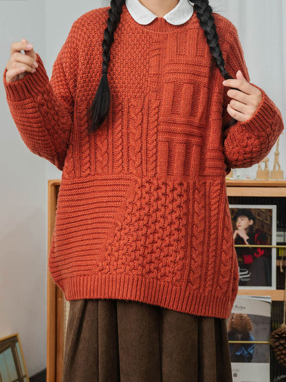 Winter Women Sweet Knitted Solid Loose Sweater