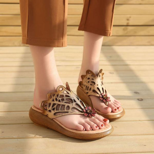 Women 2022 Casual Leather Shoes Beige Portable Slippers