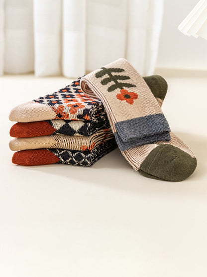 5 Pairs Cotton Cartoon Women Japan Style Crew Socks