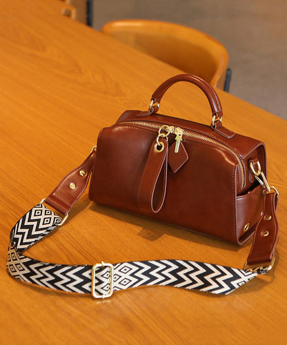 Fashion Caramel Solid Durable Calf Leather CrossBody Bag