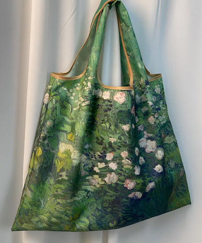 New Green Oil Painting Large Capacity Shoulder Bag