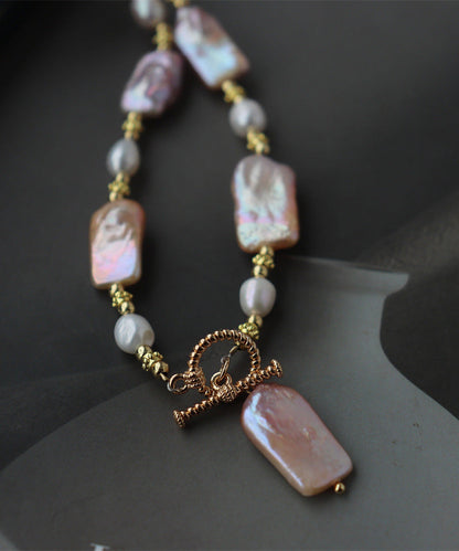 Boho Gold Sterling Silver Alloy Pearl Pendant Necklace