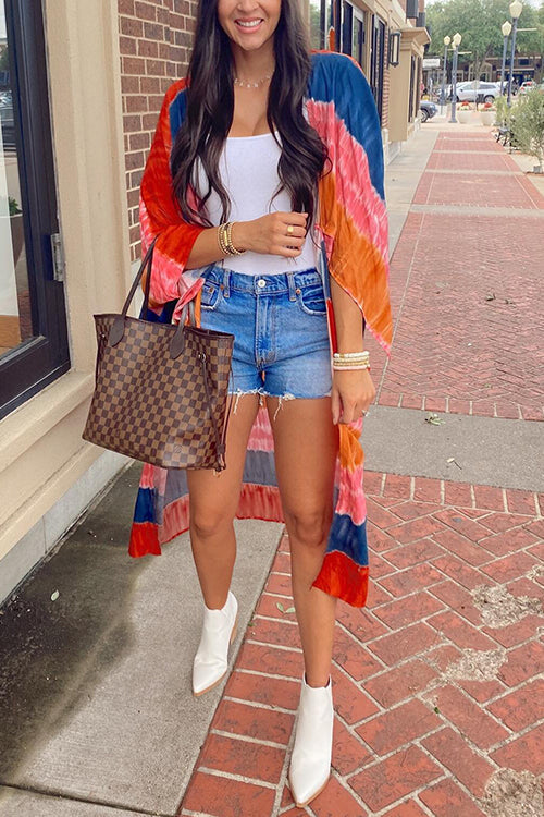 Tie Dye Stripe Kimono