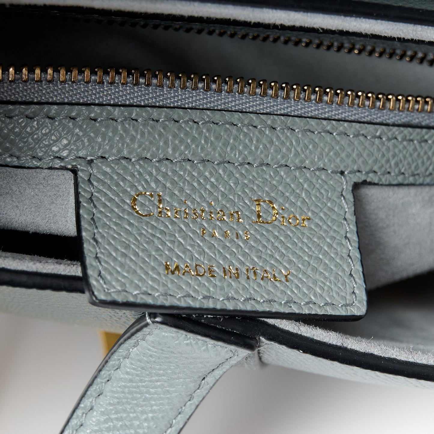 Grained Calfskin Saddle Bag With Strap Stone Grey