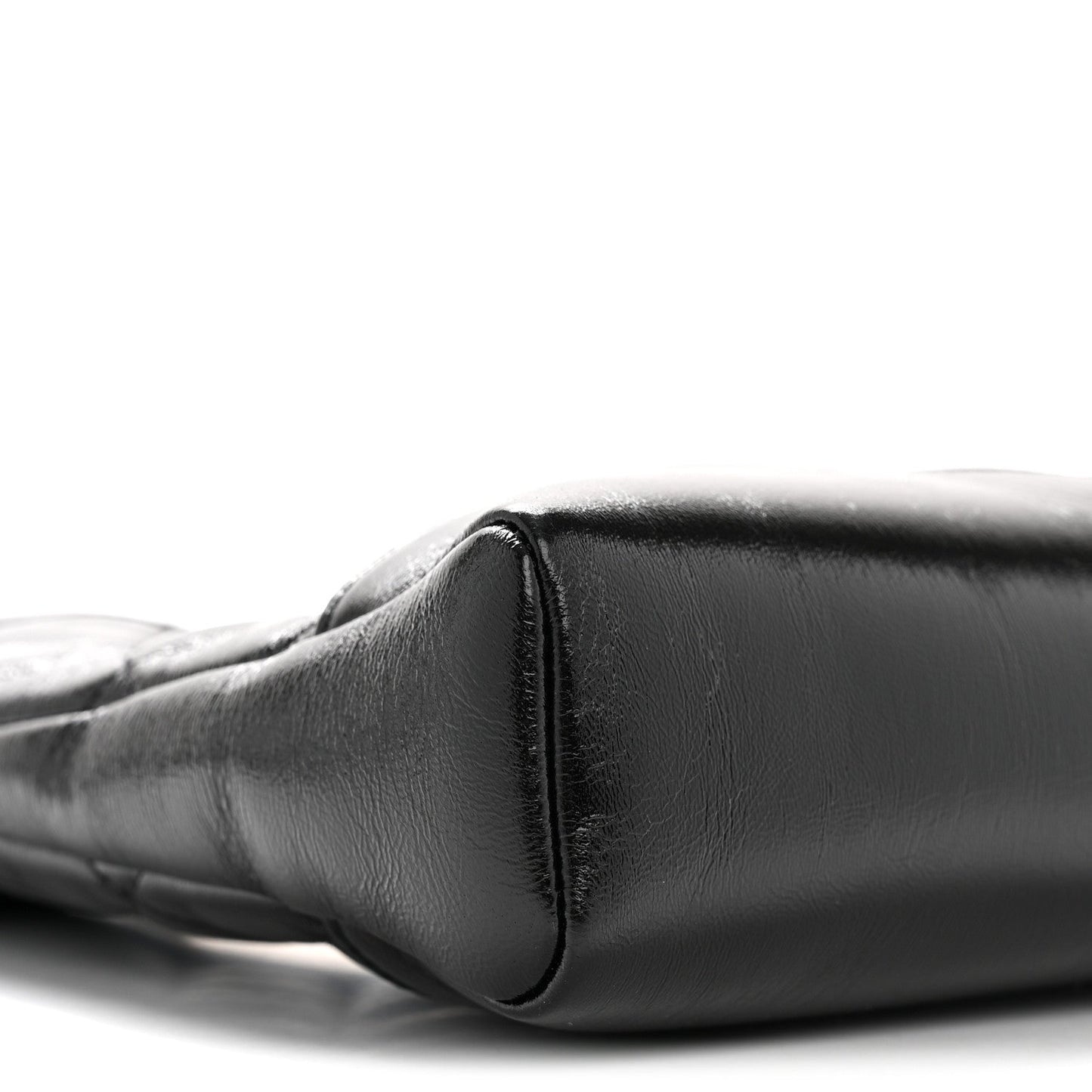 Shiny Crumpled Calfskin Quilted Mini 31 Shopping Bag Black
