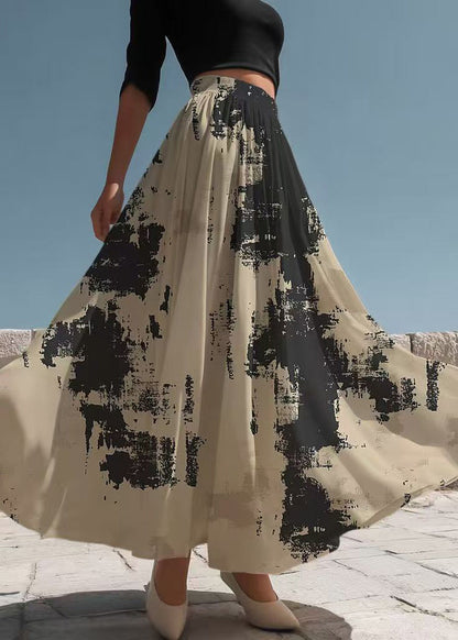 Women Apricot Tie Dye Exra Large Hem Chiffon Skirt Summer