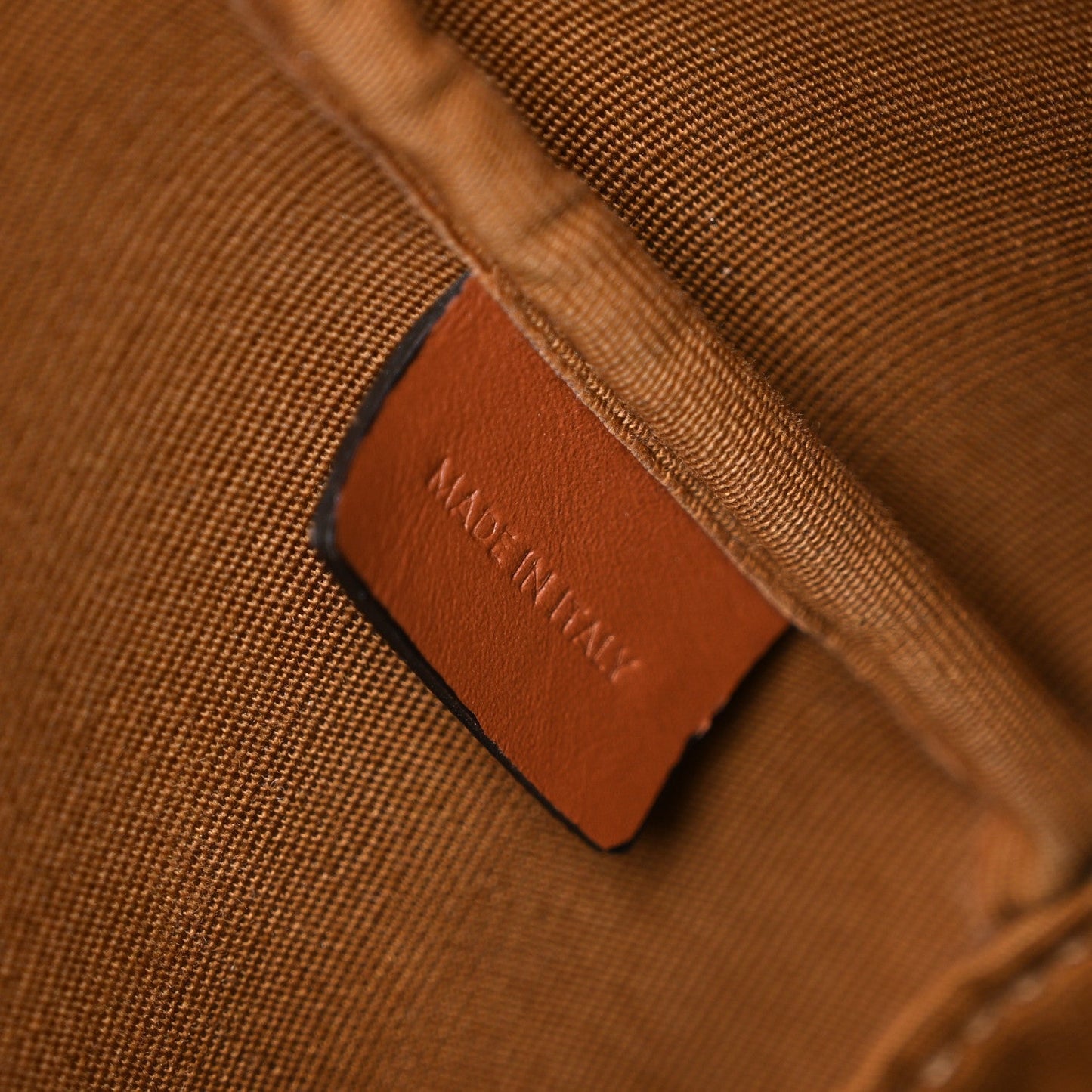 Triomphe Canvas Calfskin Small Bucket Bag Tan