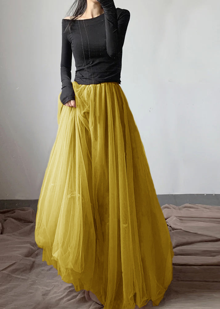 French Grey Asymmetrical wrinkled tulle Skirt Winter