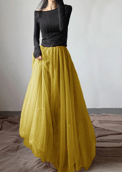 French Grey Asymmetrical wrinkled tulle Skirt Winter