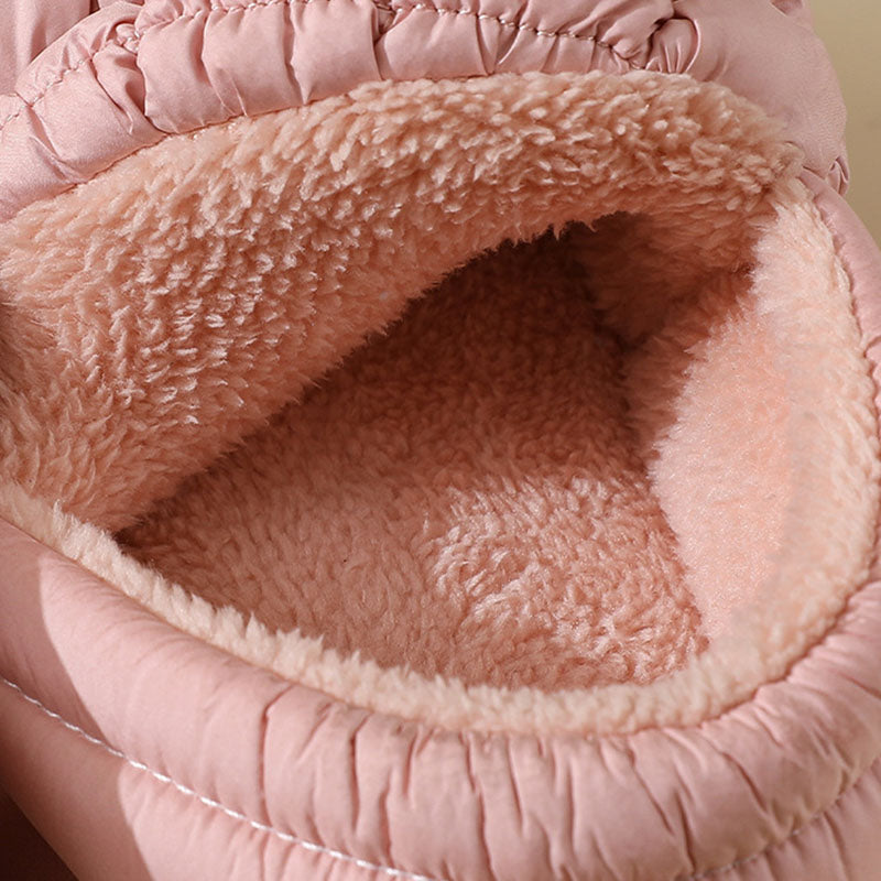 Winter Women Grid Household Warm Cotton Shoes