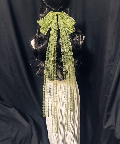 Chinese Style Green Alloy Lace Bow Ribbon Hairpin