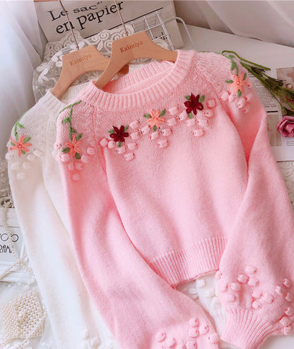 Sweet flowers long sleeve sweater