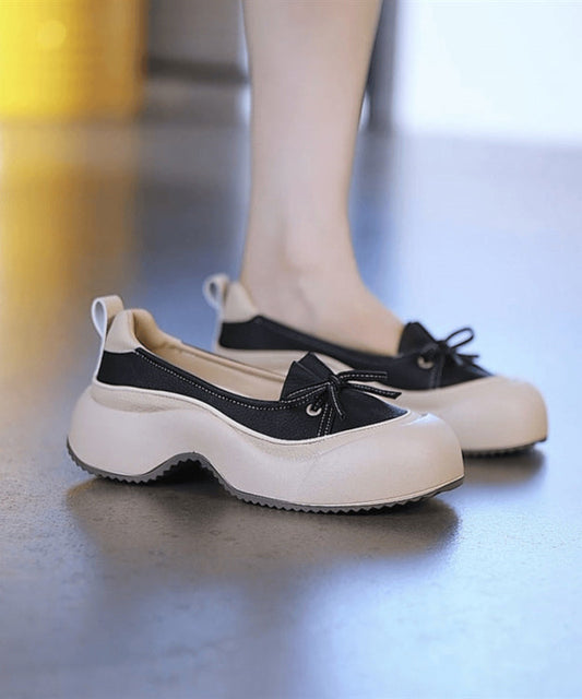 Casual Beige Platform Faux Leather Beautiful Splicing