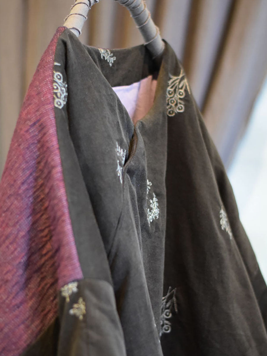 Women Vintage Chinese Style Embroidery AB Side Coat