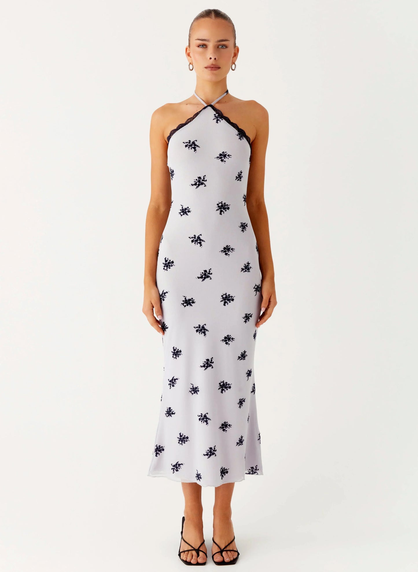 Nestel Flock Halter Midi Dress - Lilac