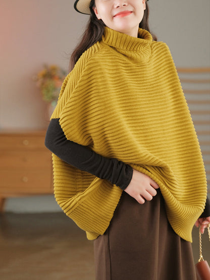 Women Turtleneck Half Sleeve Loose Pullover Sweater