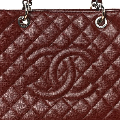 Caviar Quilted XL Grand Shopping Tote GST Dark Burgundy