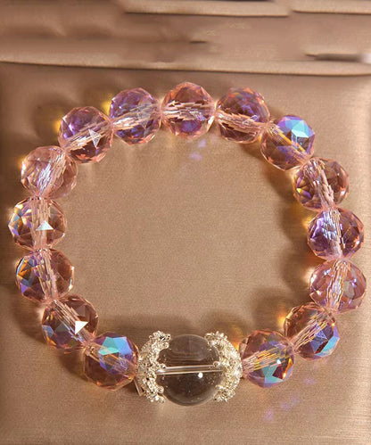 Original Design Pink Weave Crystal Chain Bracelet
