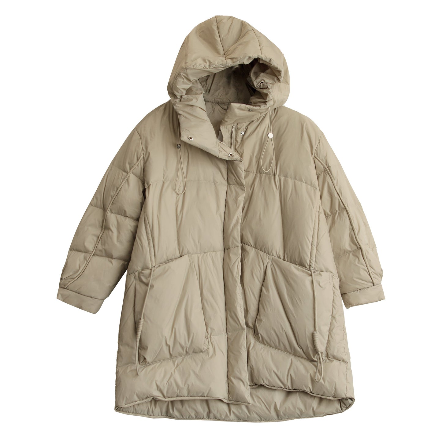 Women Fashion Hooded Lacing Loose Down Coat