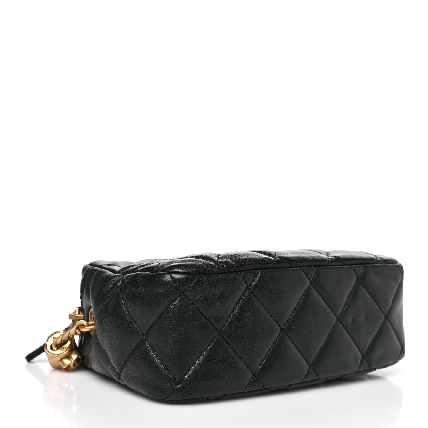 Lambskin Quilted Mini Pillow Crush Camera Case Black