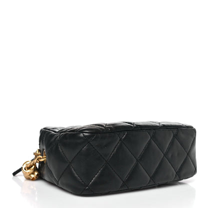 Lambskin Quilted Mini Pillow Crush Camera Case Black