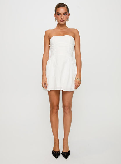 Sybille Strapless Mini Dress White
