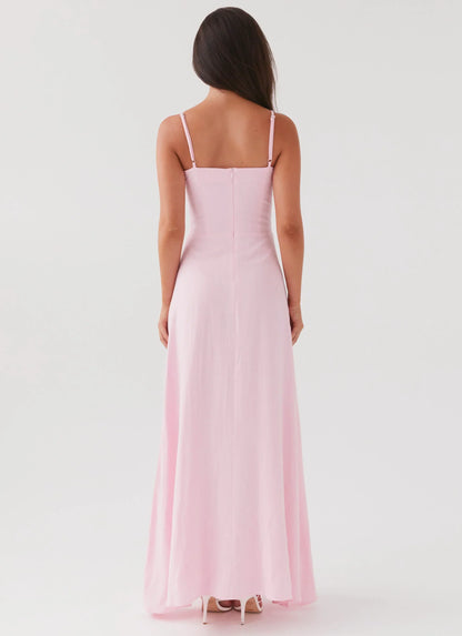 Angelina Linen Maxi Dress - Pink Petal