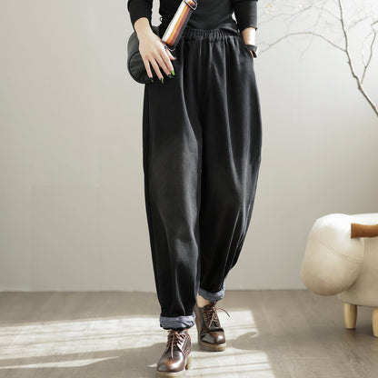 Winter Loose Retro Patchwork Casual Furred Jeans