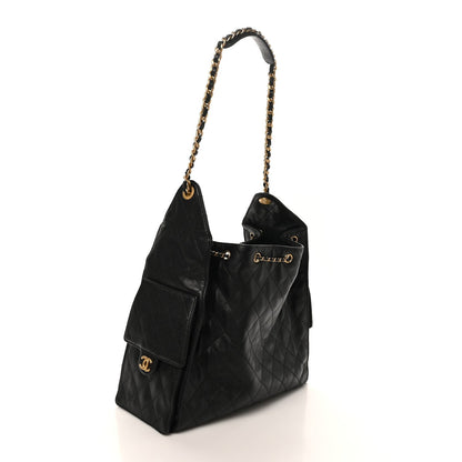 Caviar Quilted Medium Chanel 25 Handbag Black