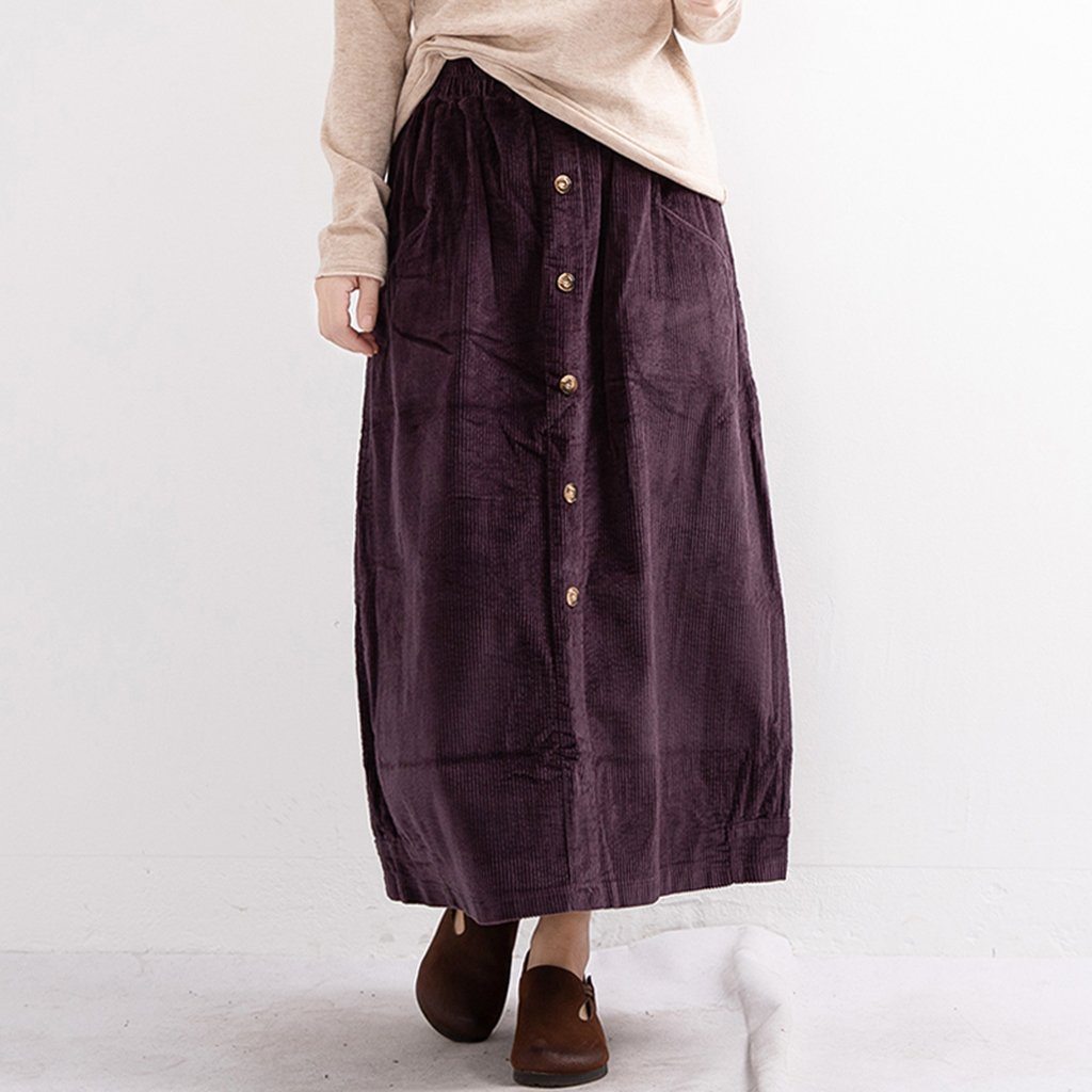 Retro Mid-Length Corduroy Skirt