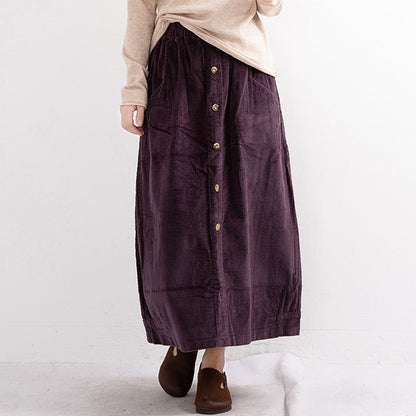 Retro Mid-Length Corduroy Skirt