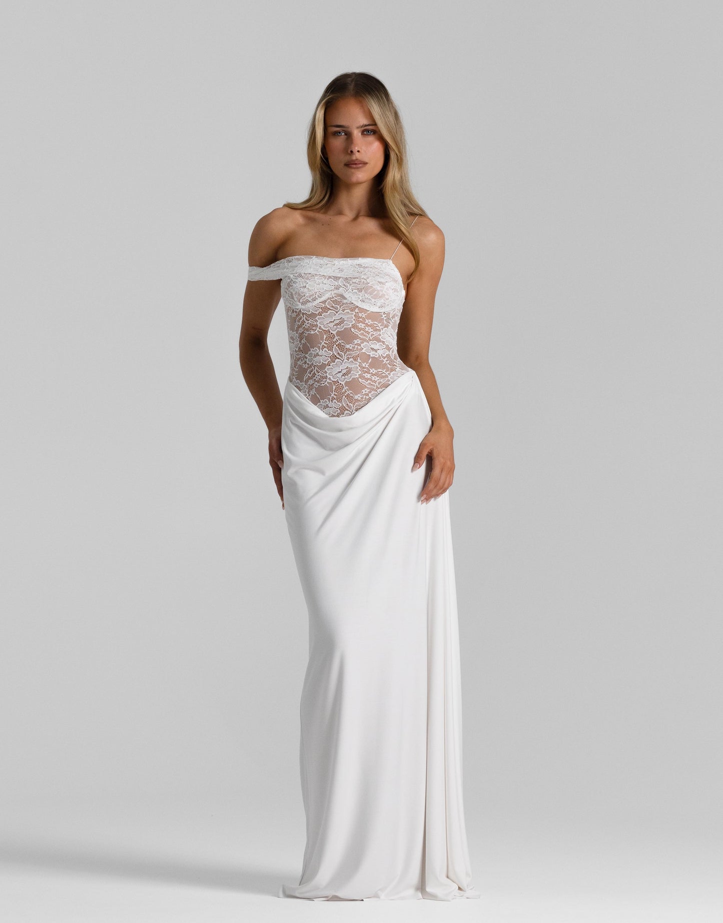 Sexy Lace Stitching Pure Color Dress