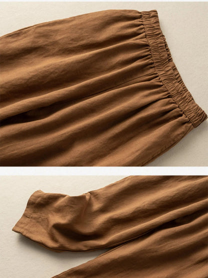 Pure Color Casual Linen Harem Pants