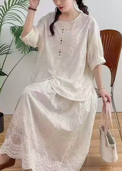 Apricot Jacquard Cotton Shirt Oversized Summer