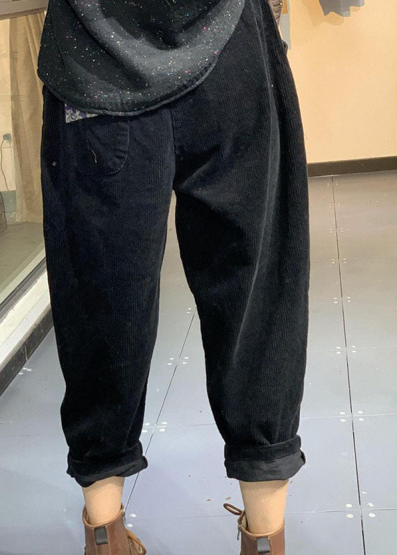 Italian Black Patchwork Corduroy Pants