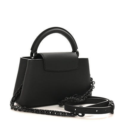 Matte Taurillon Capucines East West Mini All Black
