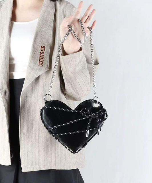 Beautiful Black Love Shaped Faux Leather Cross-body Bags