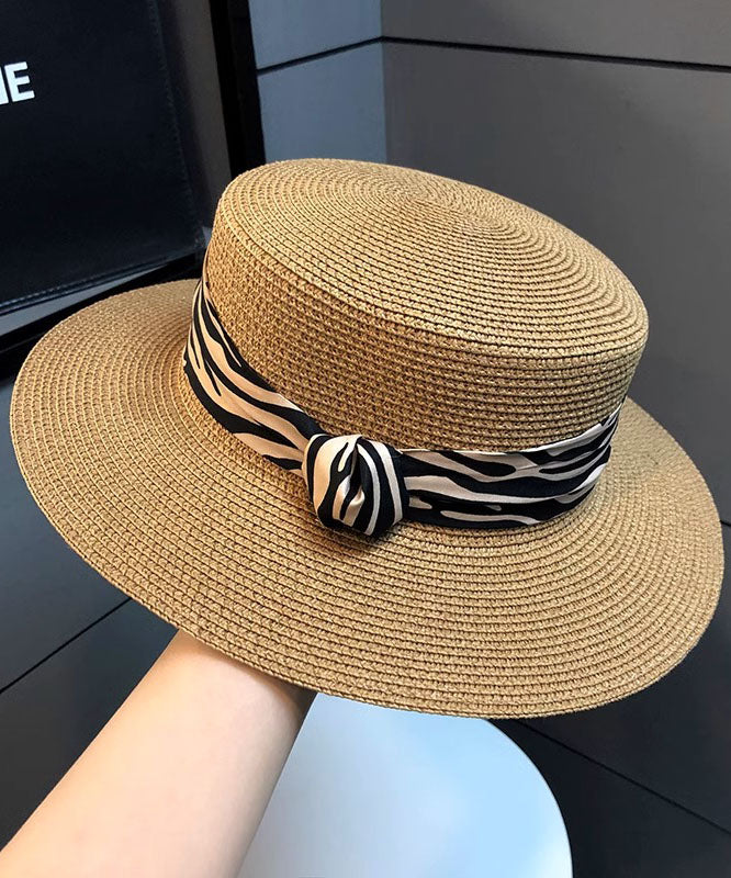 Women Khaki Versatile Straw Woven Cloche Hat