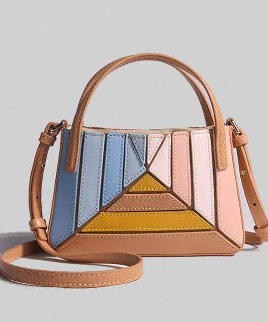 Casual Colorblock Striped Drawstring Faux Leather Versatile CrossBody Bag