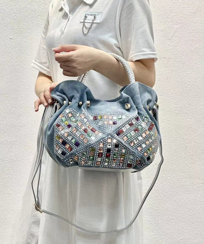 New Fashion Blue Denim Zircon Tote Bag