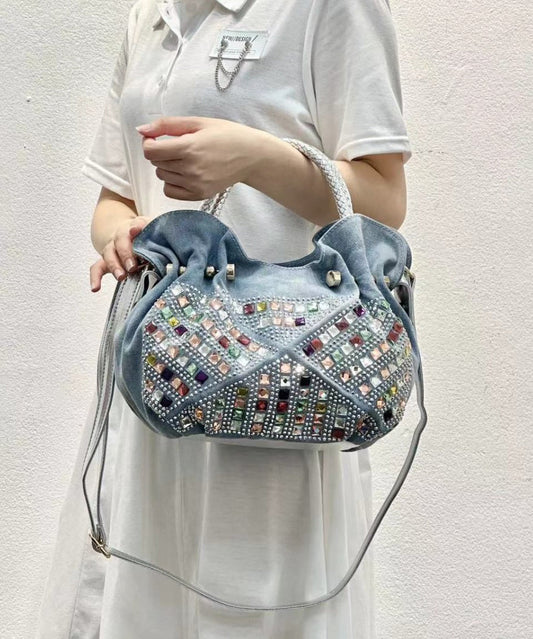 New Fashion Blue Denim Zircon Tote Bag