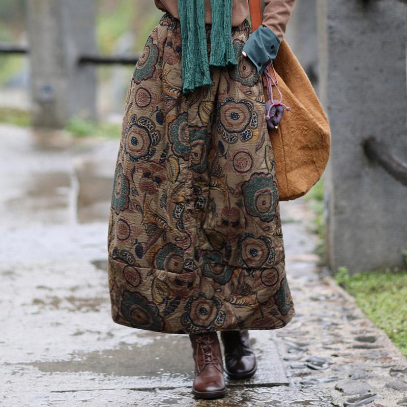 Vintage Printed Quilted Skirt