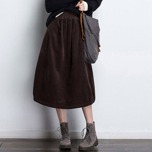 Cozy Autumn Winter Casual A Word Corduroy Skirt