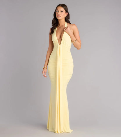 Allyssa Halter Sash Mermaid Formal Dress