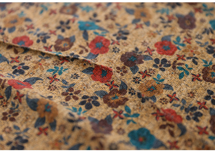 Artistic Print Knitted Vintage Floral T-Shirt