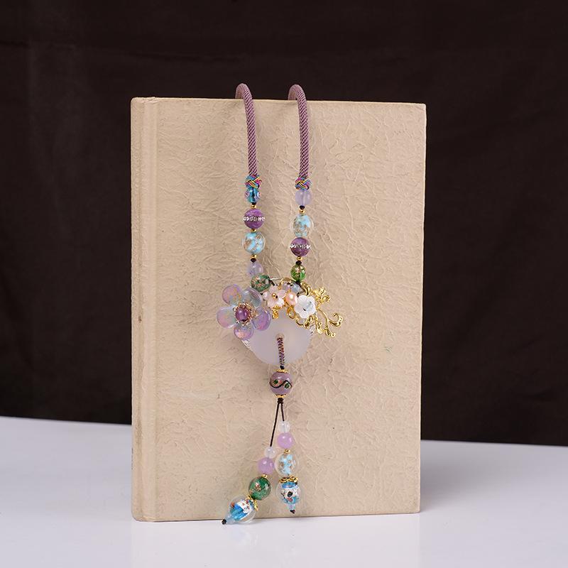 Women Amethyst Handmade Woven Vintage Pendant Necklace