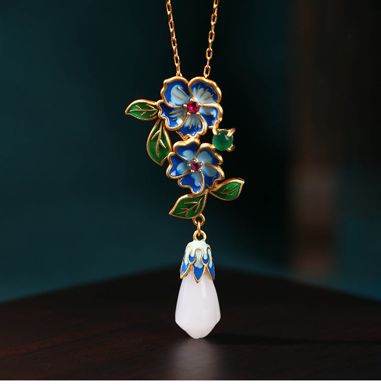 Enamel Painted Literary Vintage Necklace